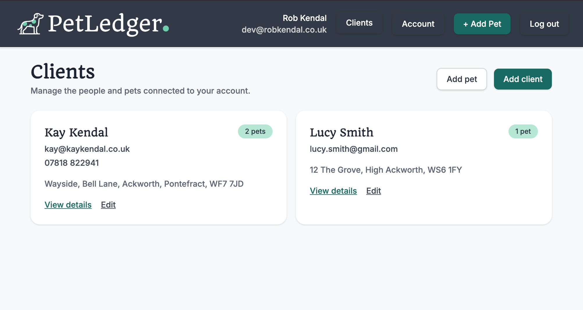 Client Management screenshot